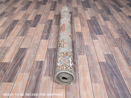 Grey 4'10" x 6'6" Tribal Hand knotted Wool Rug - Sku: O086570
