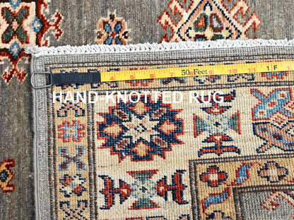Grey 4'10" x 6'6" Tribal Hand knotted Wool Rug - Sku: O086570