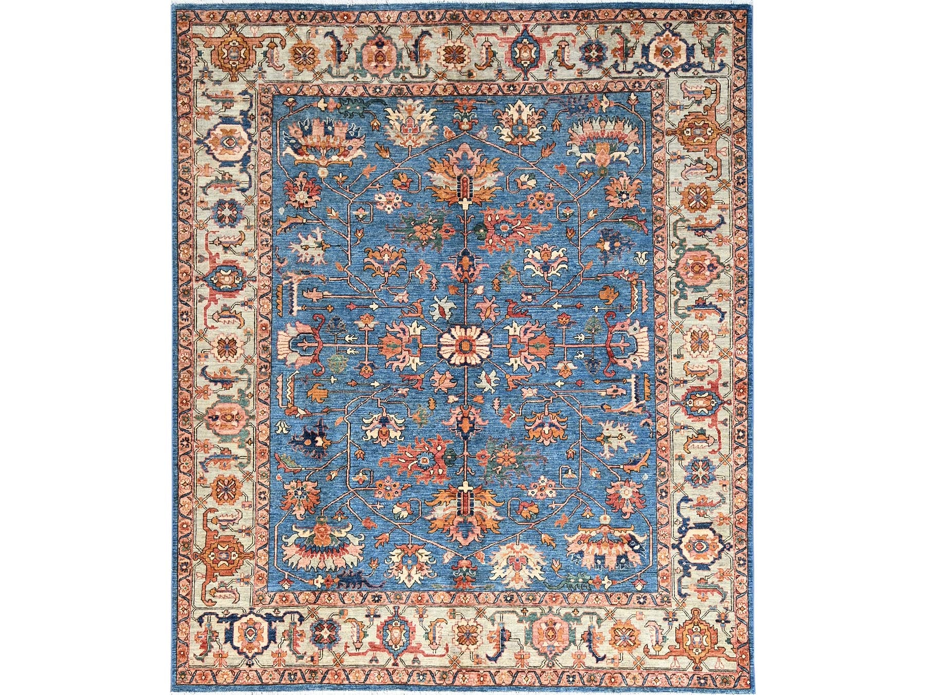 Heriz Traditional hand-knotted wool rug in Blue, 8'3" x 9'9", SKU O086575