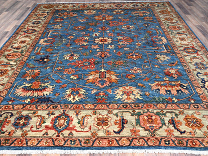 Blue 8'3" x 9'9" Heriz Hand knotted Wool Rug - Sku: O086575
