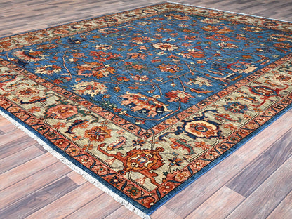 Blue 8'3" x 9'9" Heriz Hand knotted Wool Rug - Sku: O086575