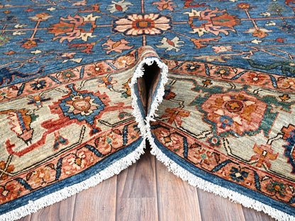 Blue 8'3" x 9'9" Heriz Hand knotted Wool Rug - Sku: O086575