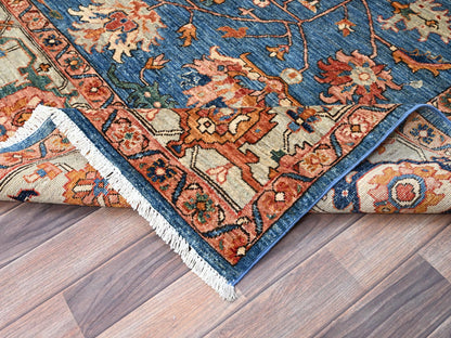 Blue 8'3" x 9'9" Heriz Hand knotted Wool Rug - Sku: O086575