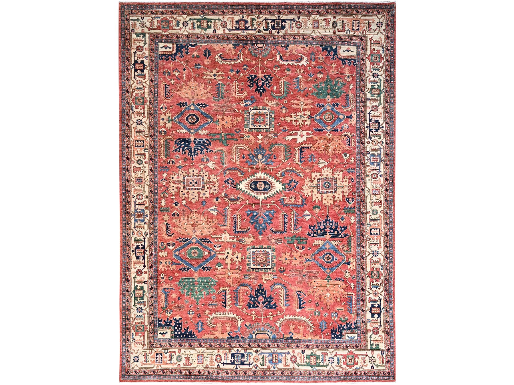 Heriz Traditional hand-knotted wool rug in Red, 10'1" x 13'11", SKU O086576