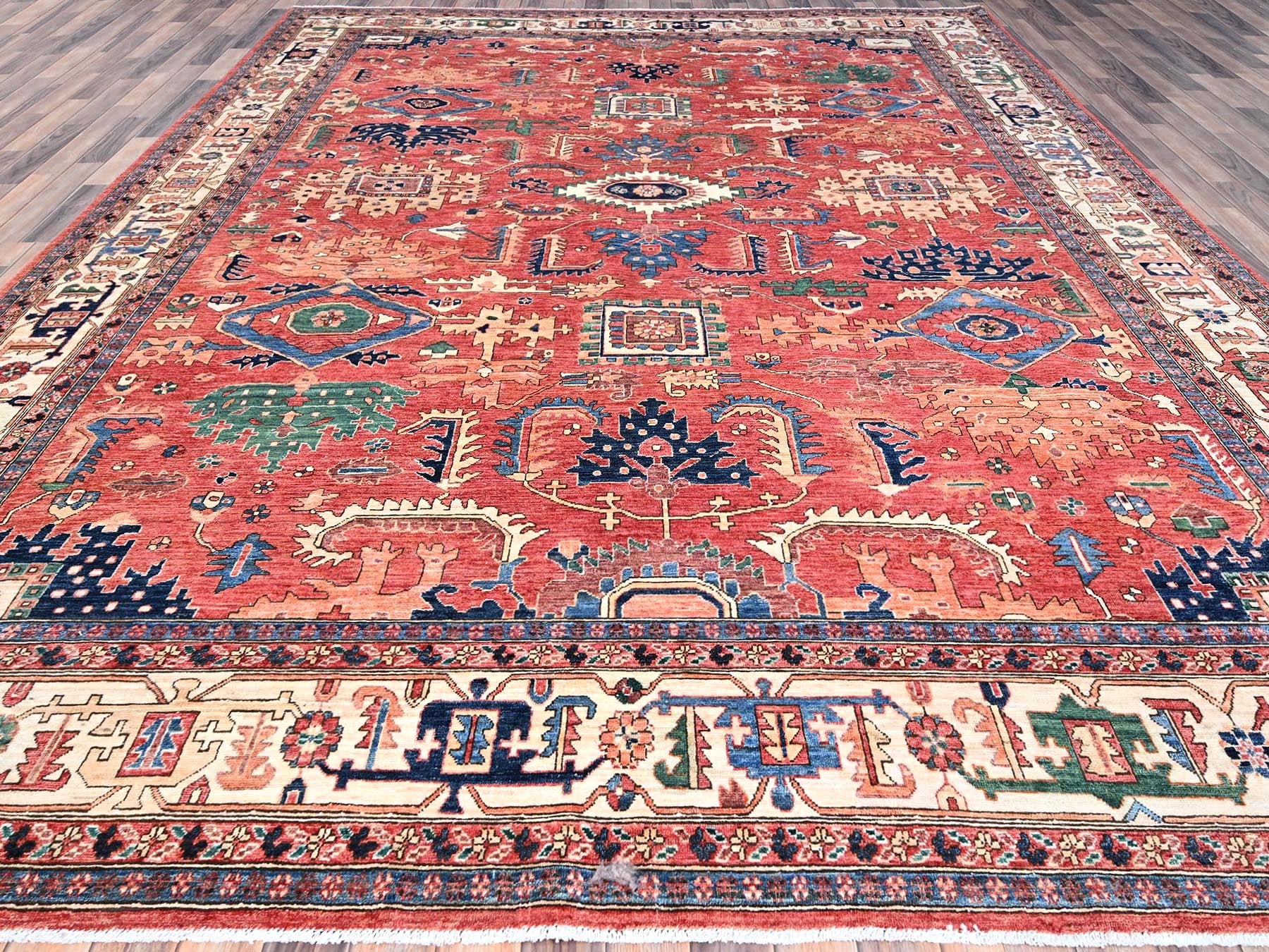 Heriz Traditional hand-knotted wool rug in Red, 10'1" x 13'11", SKU O086576