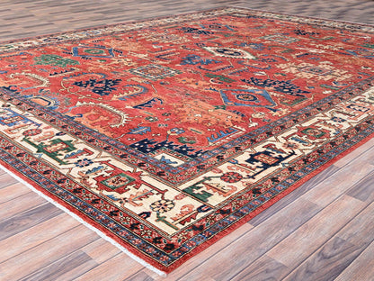 Red 10'1" x 13'11" Traditional Hand knotted Wool Rug - Sku: O086576