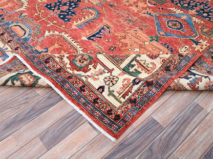 Red 10'1" x 13'11" Traditional Hand knotted Wool Rug - Sku: O086576