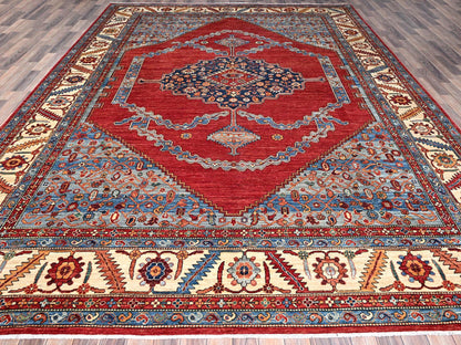 Red 10'0" x 14'4" Traditional Hand knotted Wool Rug - Sku: O086583