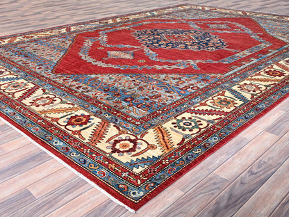 Red 10'0" x 14'4" Traditional Hand knotted Wool Rug - Sku: O086583