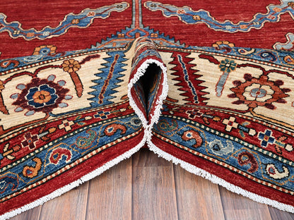 Red 10'0" x 14'4" Traditional Hand knotted Wool Rug - Sku: O086583