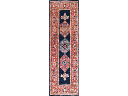 Blue 2'0" x 6'1" Heriz Hand knotted Wool Rug - Sku: O086596