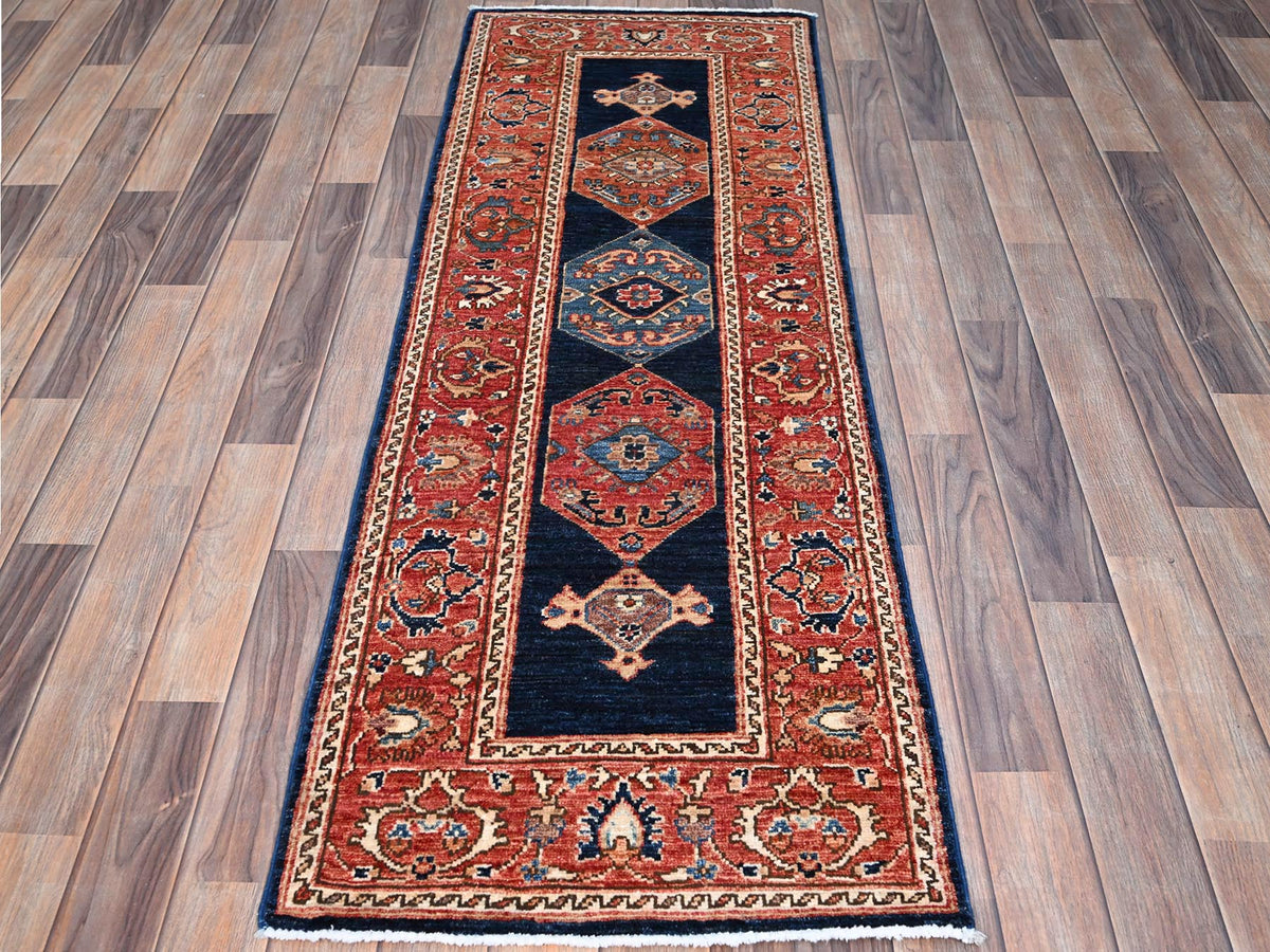 Heriz Traditional hand-knotted wool runner in Blue, 2'0" x 6'1", SKU O086596