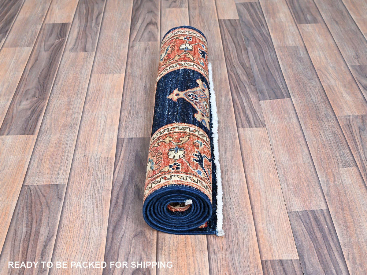 Heriz Traditional hand-knotted wool runner in Blue, 2'0" x 6'1", SKU O086596