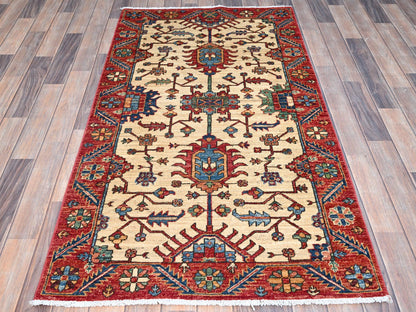 Traditional hand-knotted wool rug in Beige, 3'2" x 6'1", SKU O086607