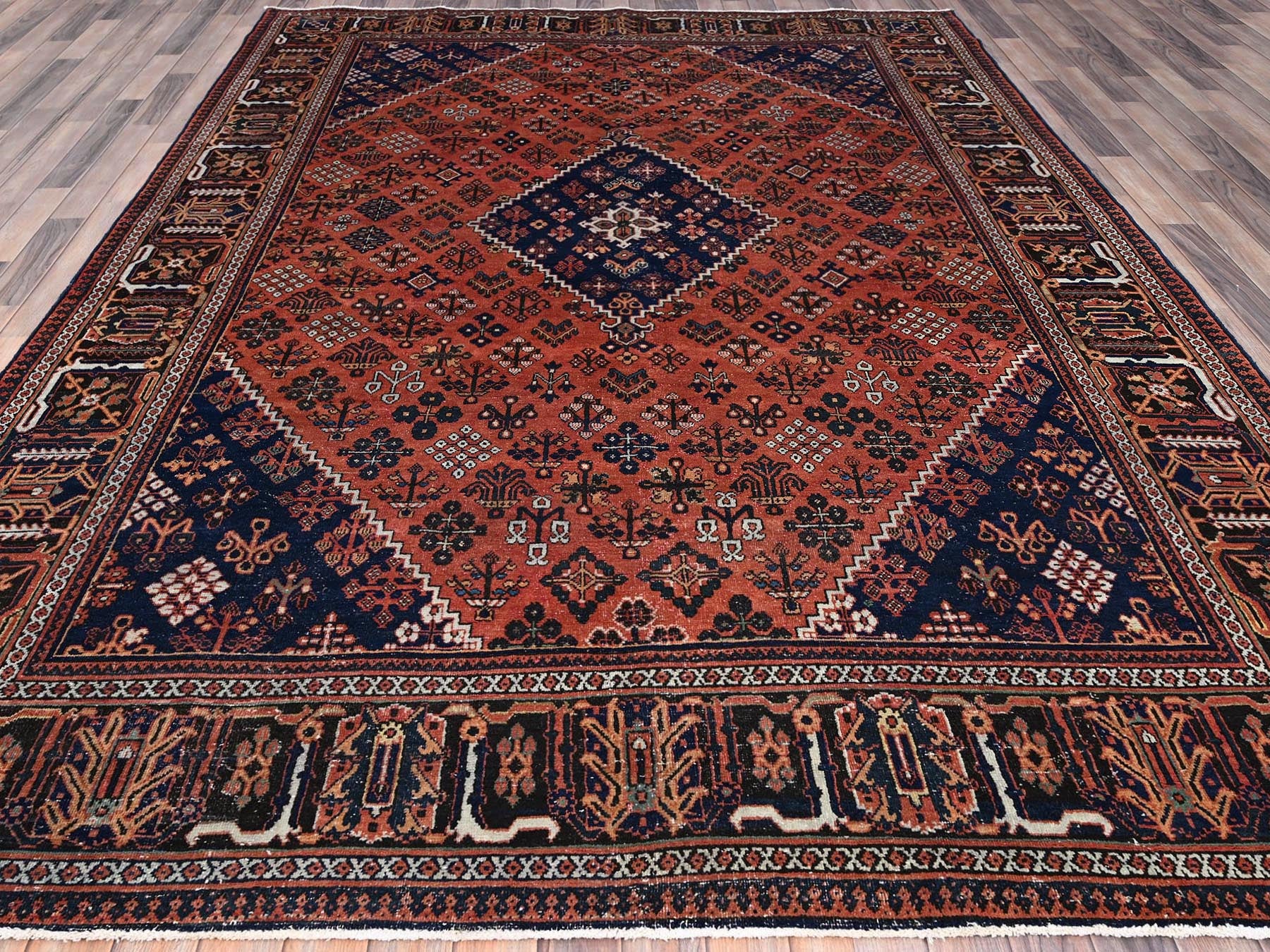 Vintage hand-knotted wool rug in Red, 8'1" x 11'3", SKU O086615