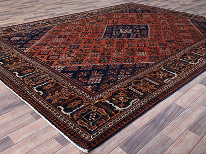 Red 8'1" x 11'3" Vintage Hand knotted Wool Rug - Sku: O086615