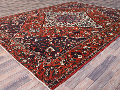 Red 8'7" x 11'2" Vintage Hand knotted Wool Rug - Sku: O086618