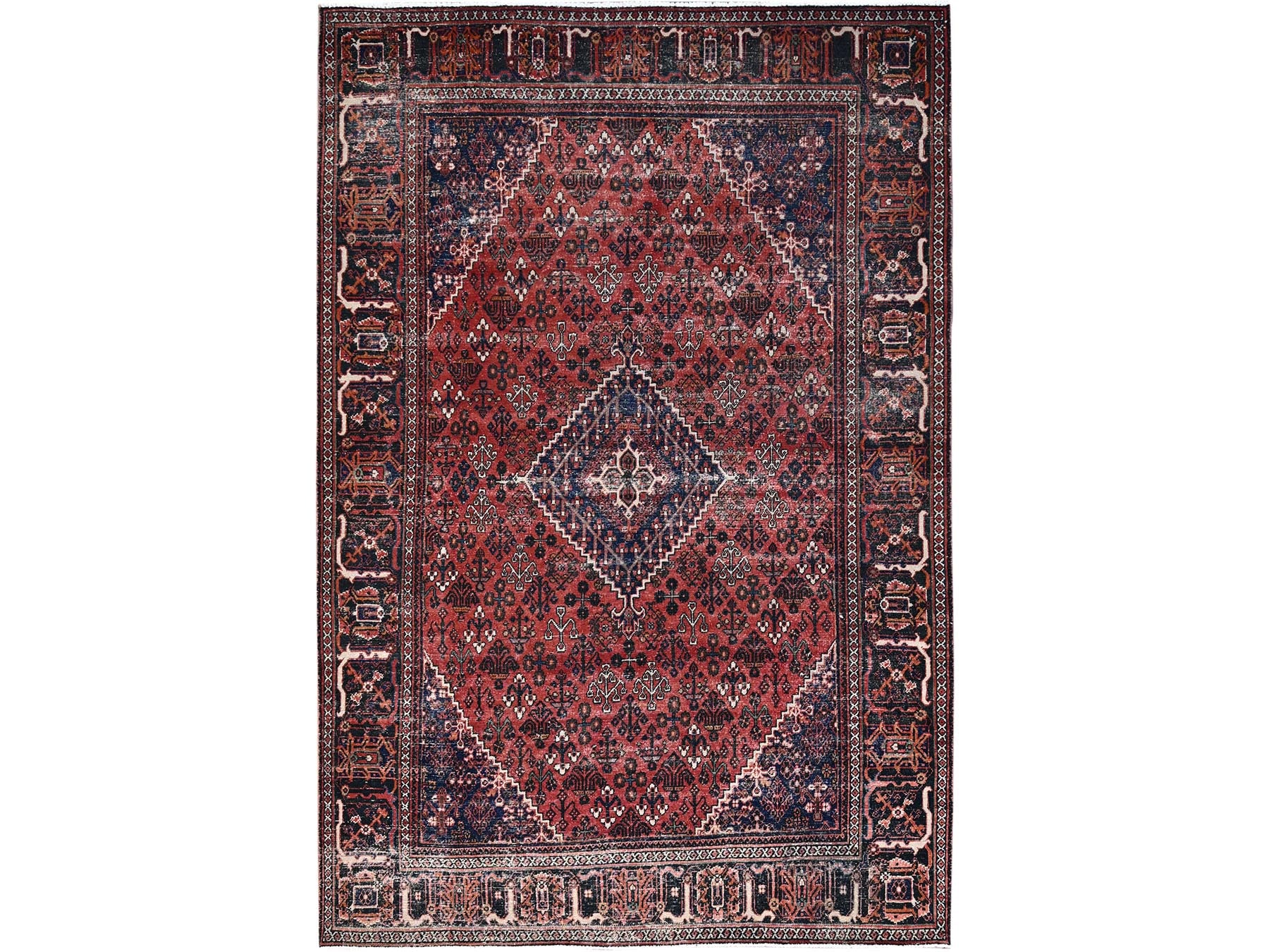Vintage hand-knotted wool rug in Red, 6'9" x 10'0", SKU O086622