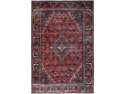 Red 6'9" x 10'0" Vintage Hand knotted Wool Rug - Sku: O086622