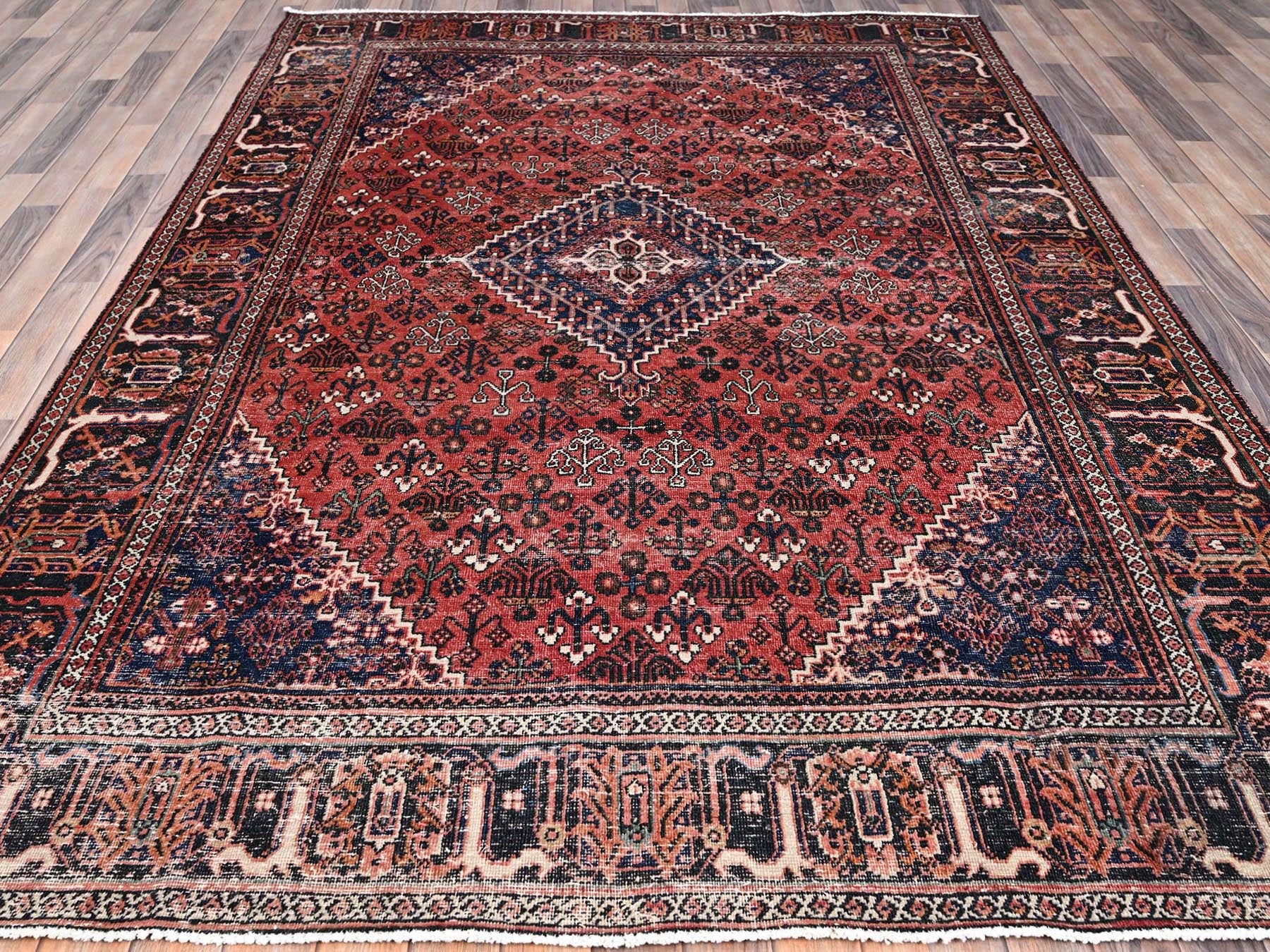 Vintage hand-knotted wool rug in Red, 6'9" x 10'0", SKU O086622
