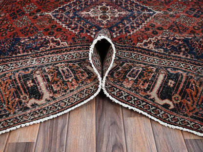 Red 6'9" x 10'0" Vintage Hand knotted Wool Rug - Sku: O086622