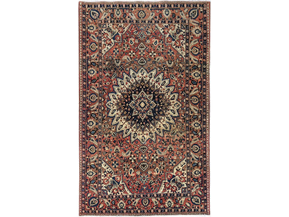 Red 5'3" x 8'6" Vintage Hand knotted Wool Rug - Sku: O086624