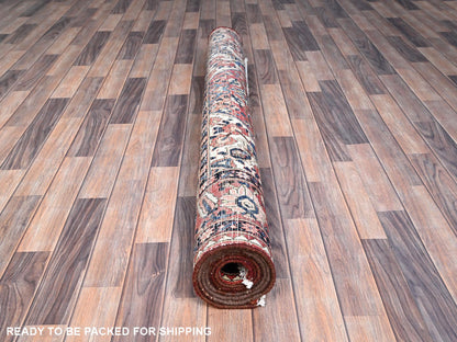 Red 5'3" x 8'6" Vintage Hand knotted Wool Rug - Sku: O086624