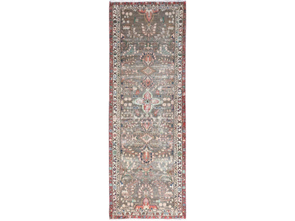 Brown 3'3" x 9'5" Vintage Hand knotted Wool Rug - Sku: O086638