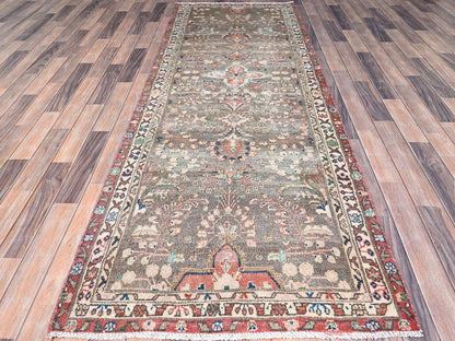 Brown 3'3" x 9'5" Vintage Hand knotted Wool Rug - Sku: O086638