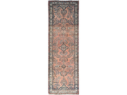 Red 3'5" x 10'2" Vintage Hand knotted Wool Rug - Sku: O086642