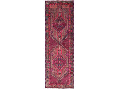 Serapi Vintage hand-knotted wool runner in Pink, 3'8" x 10'10", SKU O086660