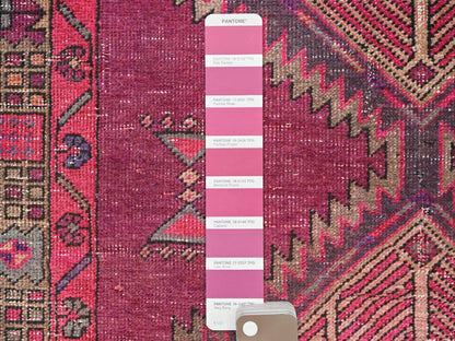 Pink 3'8" x 10'10" Vintage Hand knotted Wool Rug - Sku: O086660