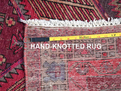 Pink 3'8" x 10'10" Vintage Hand knotted Wool Rug - Sku: O086660