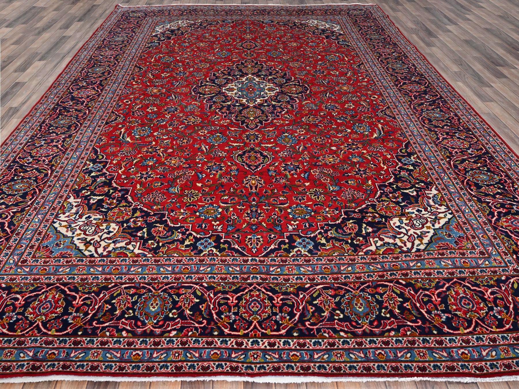 Kashan Persian hand-knotted wool rug in Red, 9'5" x 13'0", SKU O086699