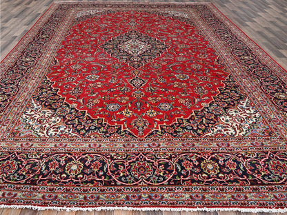 Red 9'10" x 13'1" Persian Hand knotted Wool Rug - Sku: O086700