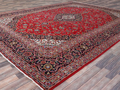 Red 9'10" x 13'1" Persian Hand knotted Wool Rug - Sku: O086700