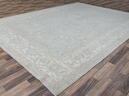 Grey 9'1" x 12'0" Oushak And Peshawar Hand knotted Wool Rug - Sku: O086705