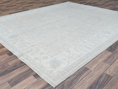 Ivory 8'1" x 9'7" Oushak And Peshawar Hand knotted Wool Rug - Sku: O086708