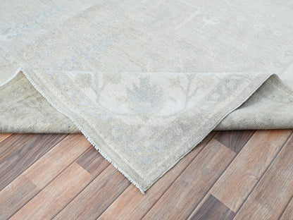 Ivory 8'1" x 9'7" Oushak And Peshawar Hand knotted Wool Rug - Sku: O086708