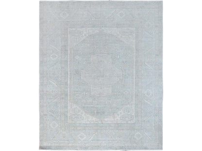 Grey 8'1" x 9'11" Oushak And Peshawar Hand knotted Wool Rug - Sku: O086709