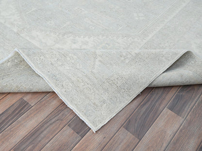 Grey 8'1" x 9'11" Oushak And Peshawar Hand knotted Wool Rug - Sku: O086709