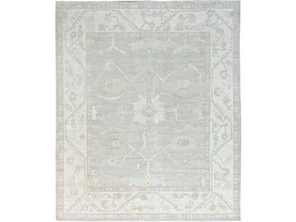 Ivory 7'11" x 9'8" Oushak And Peshawar Hand knotted Wool Rug - Sku: O086710