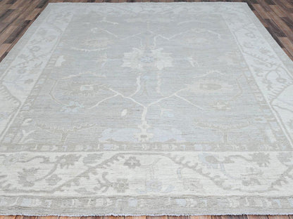 Ivory 7'11" x 9'8" Oushak And Peshawar Hand knotted Wool Rug - Sku: O086710