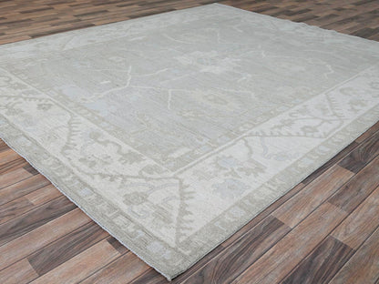 Ivory 7'11" x 9'8" Oushak And Peshawar Hand knotted Wool Rug - Sku: O086710