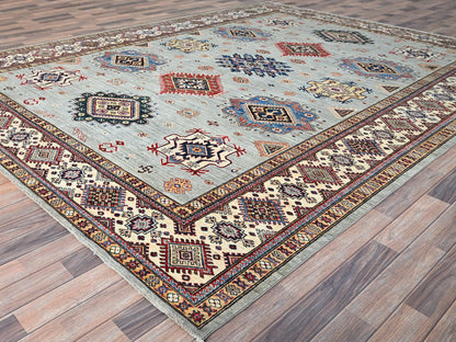 Green 9'0" x 11'9" Tribal Hand knotted Wool Rug - Sku: O086713