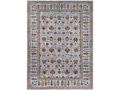 Grey 9'2" x 12'4" Tribal & Geometric Hand knotted Wool Rug - Sku: O086715