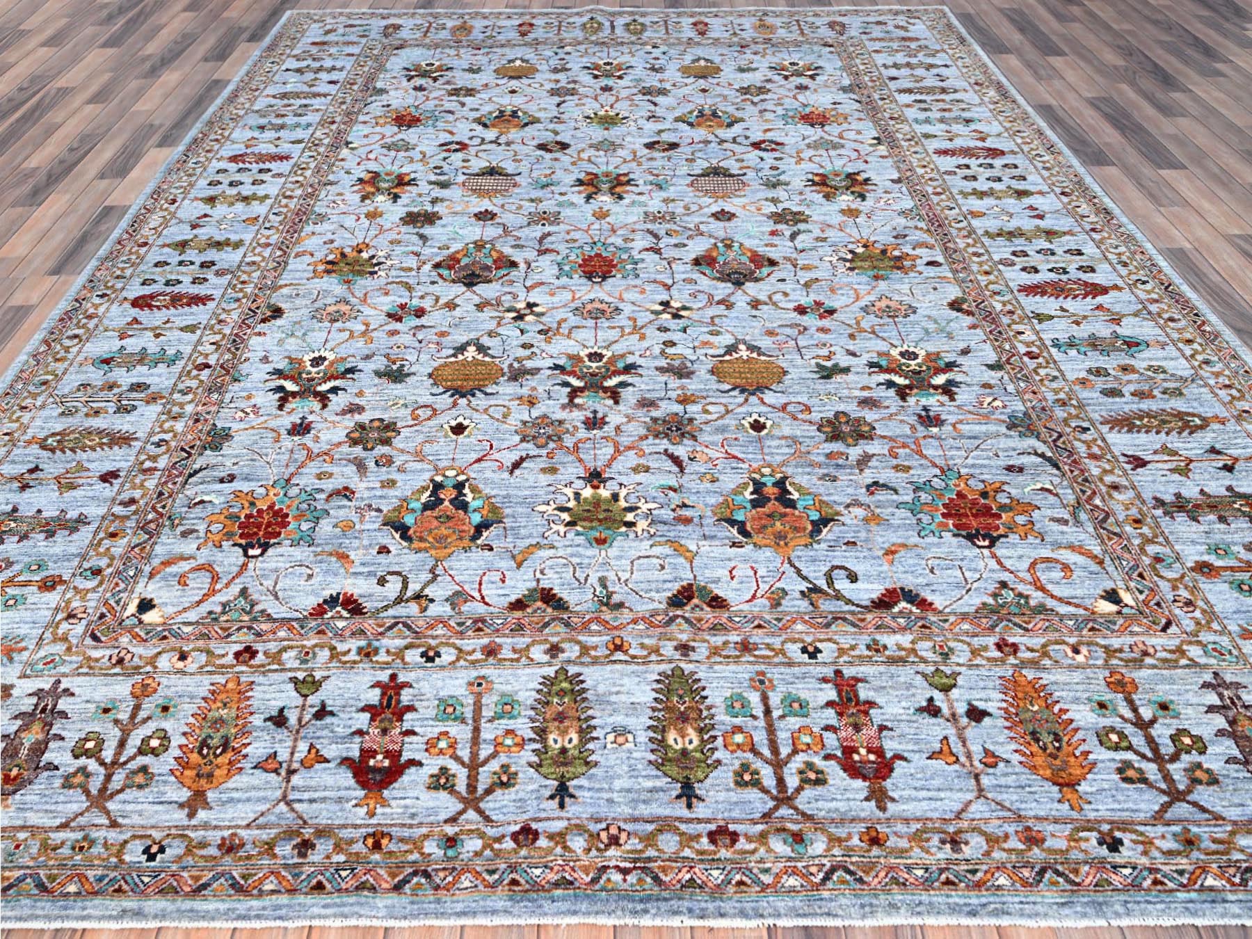 Tribal hand-knotted wool rug in Gray, 9'2" x 12'4", SKU O086715