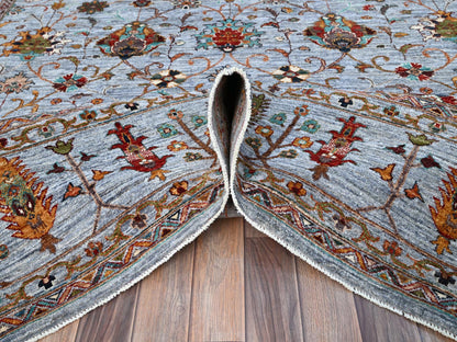 Grey 9'2" x 12'4" Tribal & Geometric Hand knotted Wool Rug - Sku: O086715