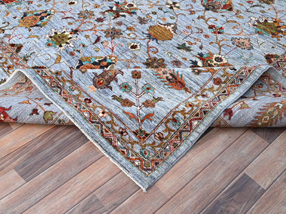 Grey 9'2" x 12'4" Tribal & Geometric Hand knotted Wool Rug - Sku: O086715