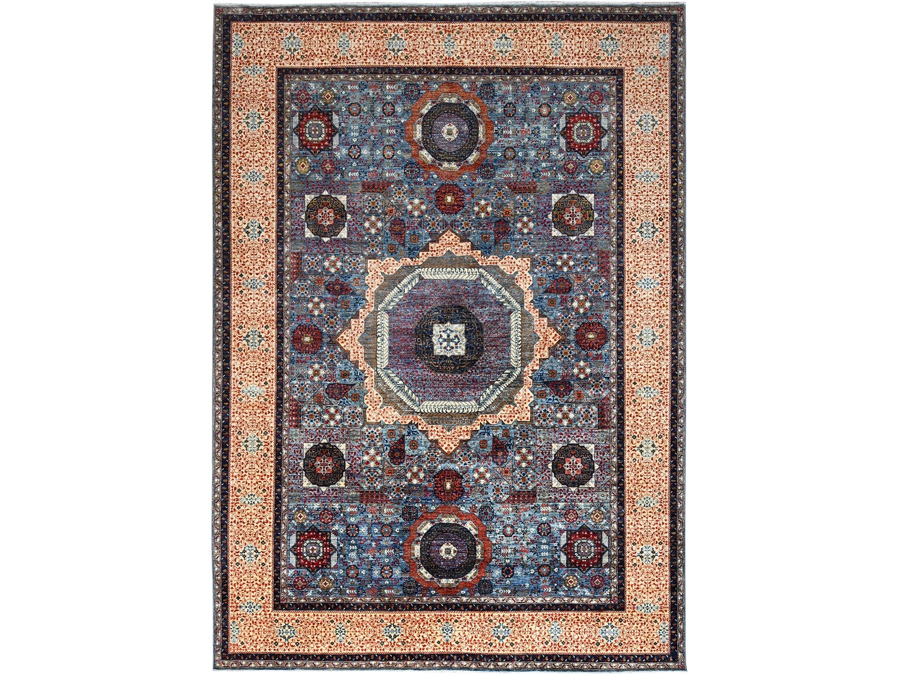 Mamluk Traditional hand-knotted wool rug in Blue, 10'1" x 13'5", SKU O086733